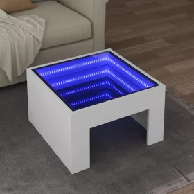   Fehér végtelen hatású LED-es dohányzóasztal 50 x 50 x 30 cm