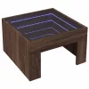 Barna tölgy végtelen hatású LED-es dohányzóasztal 50x50x30 cm