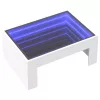 Fehér végtelen hatású LED-es dohányzóasztal 70 x 50 x 30 cm