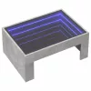 Betonszürke végtelen hatású LED-es dohányzóasztal 70x50x30 cm