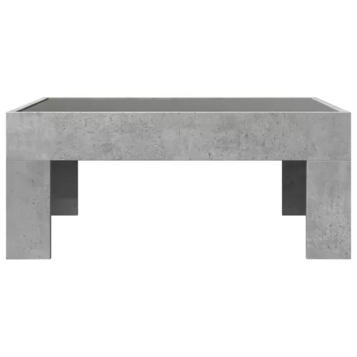 Betonszürke végtelen hatású LED-es dohányzóasztal 70x50x30 cm