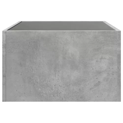 Betonszürke végtelen hatású LED-es dohányzóasztal 70x50x30 cm