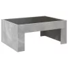 Betonszürke végtelen hatású LED-es dohányzóasztal 70x50x30 cm