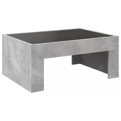 Betonszürke végtelen hatású LED-es dohányzóasztal 70x50x30 cm