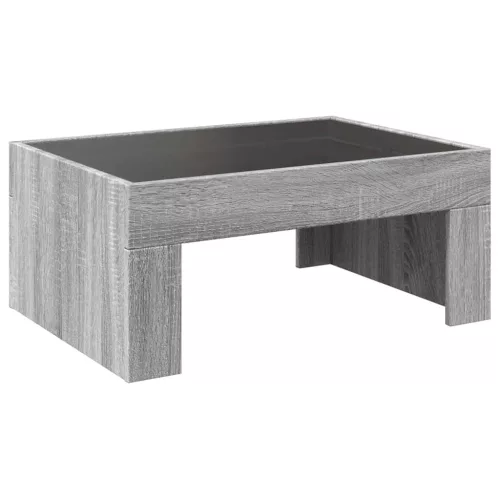 Szürke sonoma végtelen hatású LED-es dohányzóasztal 70x50x30 cm