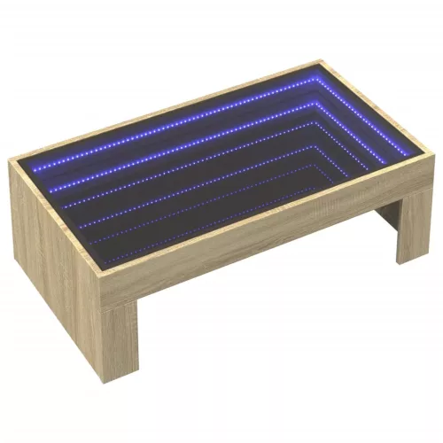 Sonoma tölgy végtelen hatású LED-es dohányzóasztal 90x50x30 cm