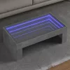 Betonszürke végtelen hatású LED-es dohányzóasztal 90x50x30 cm