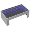 Betonszürke végtelen hatású LED-es dohányzóasztal 90x50x30 cm