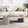 Betonszürke végtelen hatású LED-es dohányzóasztal 90x50x30 cm