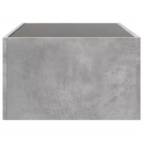Betonszürke végtelen hatású LED-es dohányzóasztal 90x50x30 cm