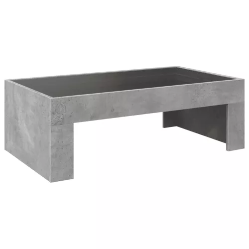 Betonszürke végtelen hatású LED-es dohányzóasztal 90x50x30 cm
