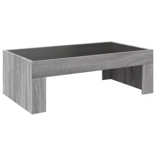 Szürke sonoma végtelen hatású LED-es dohányzóasztal 90x50x30 cm
