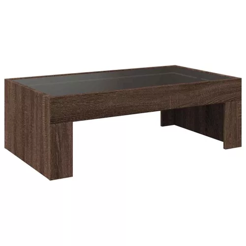 Barna tölgy végtelen hatású LED-es dohányzóasztal 90x50x30 cm