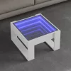 Fehér végtelen hatású LED-es dohányzóasztal 50 x 53 x 30 cm