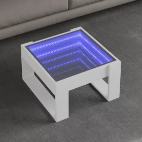   Fehér végtelen hatású LED-es dohányzóasztal 50 x 53 x 30 cm
