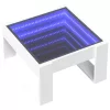 Fehér végtelen hatású LED-es dohányzóasztal 50 x 53 x 30 cm