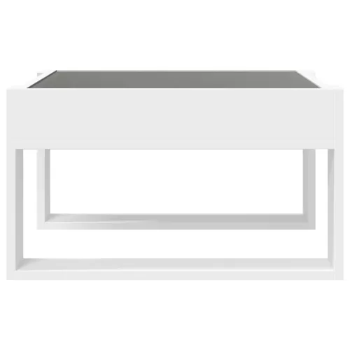 Fehér végtelen hatású LED-es dohányzóasztal 50 x 53 x 30 cm