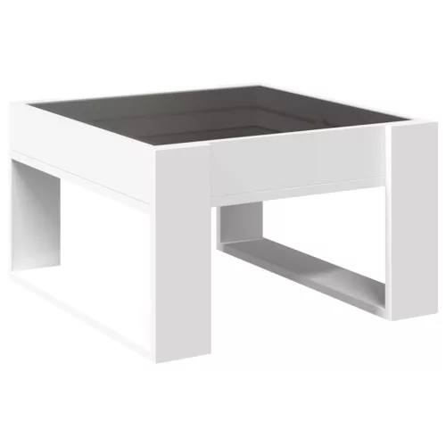 Fehér végtelen hatású LED-es dohányzóasztal 50 x 53 x 30 cm