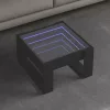 Fekete végtelen hatású LED-es dohányzóasztal 50 x 53 x 30 cm