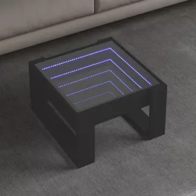   Fekete végtelen hatású LED-es dohányzóasztal 50 x 53 x 30 cm