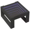 Fekete végtelen hatású LED-es dohányzóasztal 50 x 53 x 30 cm