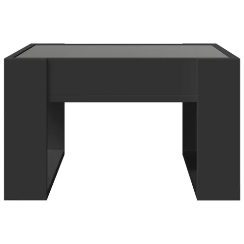 Fekete végtelen hatású LED-es dohányzóasztal 50 x 53 x 30 cm