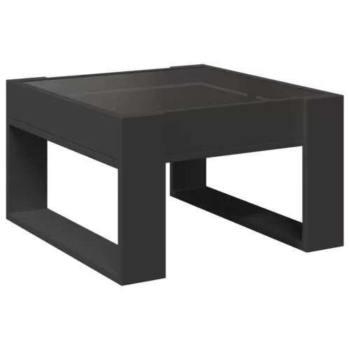 Fekete végtelen hatású LED-es dohányzóasztal 50 x 53 x 30 cm