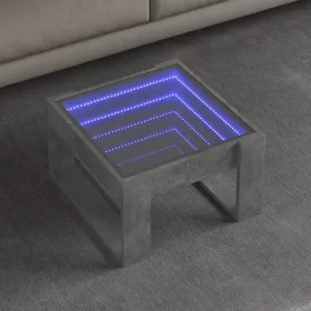   Betonszürke végtelen hatású LED-es dohányzóasztal 50x53x30 cm