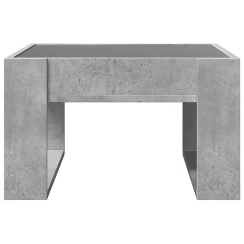 Betonszürke végtelen hatású LED-es dohányzóasztal 50x53x30 cm