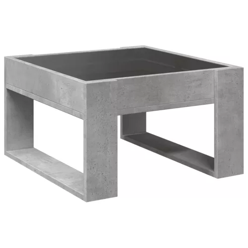 Betonszürke végtelen hatású LED-es dohányzóasztal 50x53x30 cm