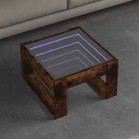   Füstös tölgy végtelen hatású LED-es dohányzóasztal 50x53x30 cm
