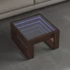 Barna tölgy végtelen hatású LED-es dohányzóasztal 50x53x30 cm