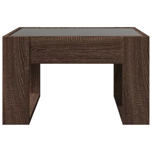 Barna tölgy végtelen hatású LED-es dohányzóasztal 50x53x30 cm