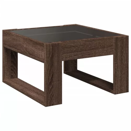 Barna tölgy végtelen hatású LED-es dohányzóasztal 50x53x30 cm