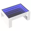 Fehér végtelen hatású LED-es dohányzóasztal 70 x 53 x 30 cm
