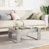 Betonszürke végtelen hatású LED-es dohányzóasztal 70x53x30 cm