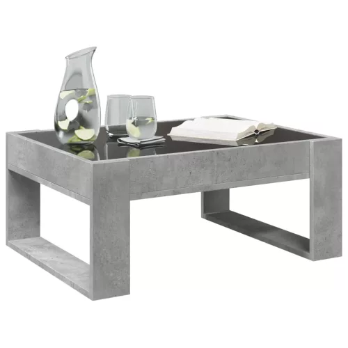 Betonszürke végtelen hatású LED-es dohányzóasztal 70x53x30 cm