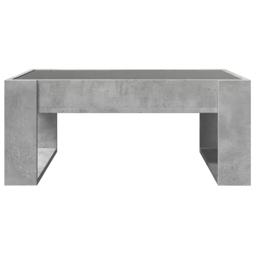 Betonszürke végtelen hatású LED-es dohányzóasztal 70x53x30 cm