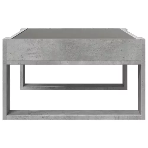 Betonszürke végtelen hatású LED-es dohányzóasztal 70x53x30 cm