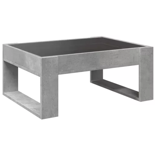 Betonszürke végtelen hatású LED-es dohányzóasztal 70x53x30 cm