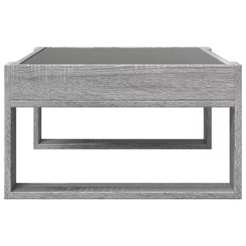 Szürke sonoma végtelen hatású LED-es dohányzóasztal 70x53x30 cm