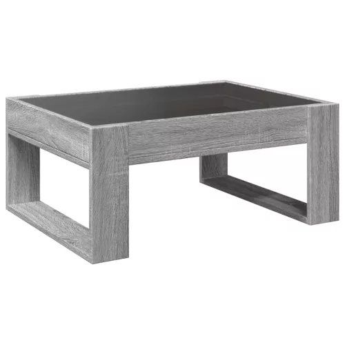 Szürke sonoma végtelen hatású LED-es dohányzóasztal 70x53x30 cm