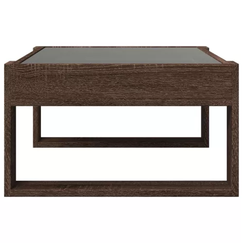 Barna tölgy végtelen hatású LED-es dohányzóasztal 70x53x30 cm