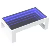 Fehér végtelen hatású LED-es dohányzóasztal 90 x 53 x 30 cm