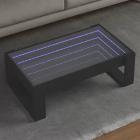   Fekete végtelen hatású LED-es dohányzóasztal 90 x 53 x 30 cm