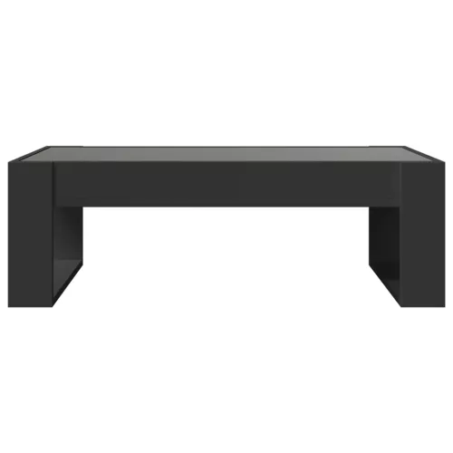 Fekete végtelen hatású LED-es dohányzóasztal 90 x 53 x 30 cm