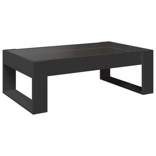 Fekete végtelen hatású LED-es dohányzóasztal 90 x 53 x 30 cm