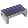 Betonszürke végtelen hatású LED-es dohányzóasztal 90x53x30 cm