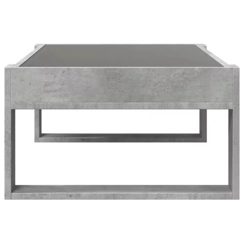 Betonszürke végtelen hatású LED-es dohányzóasztal 90x53x30 cm