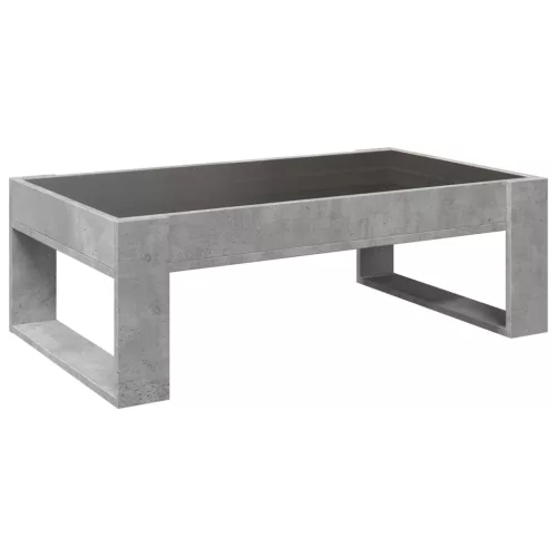 Betonszürke végtelen hatású LED-es dohányzóasztal 90x53x30 cm